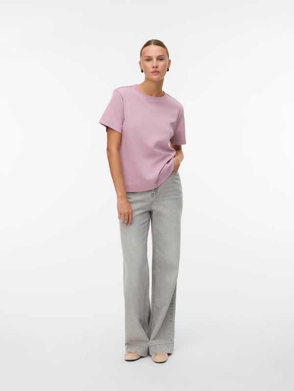 Vero Moda AWNAIMA T-Shirt,10294544,S Rund krave Kort ærme Bomuld