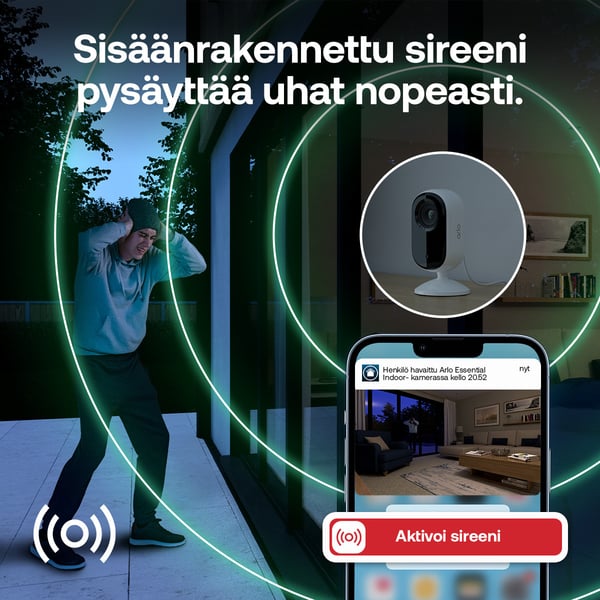 Arlo Essential 3 FHD sisäturvakamera 2-kameraa