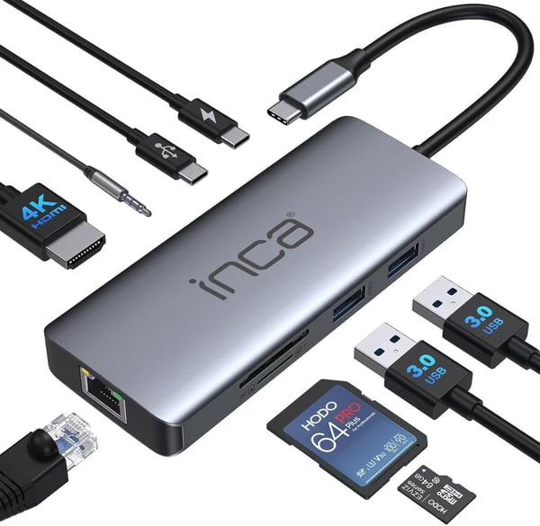 Miniatyrbild 4 av 4: Inca ITPC-10TX gränssnittshubbar USB Type-C 5000 Mbit/s Grå