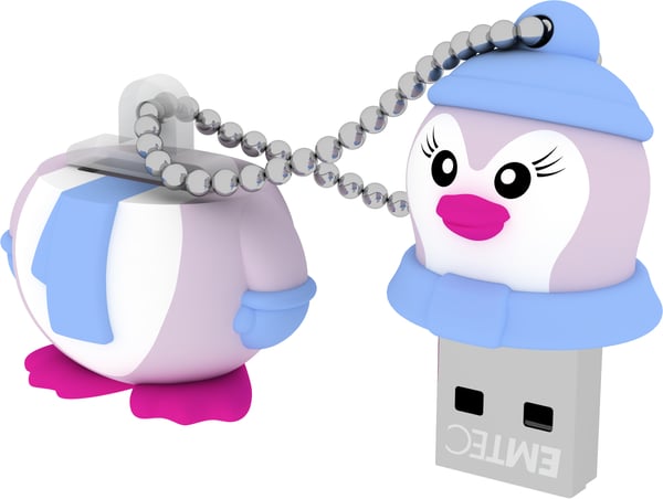 Emtec Miss Penguin USB-sticka 16 GB USB Type-A 2.0 Blå, Lila, Vit