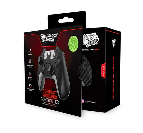 Dragonshock PopTop Compact Musta, Valkoinen Bluetooth Pad-ohjain Nintendo Switch