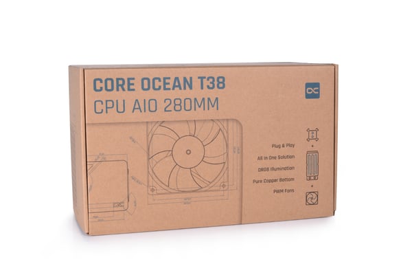 Miniatyrbild 9 av 10: Alphacool Core Ocean T38 AIO 280mm Processor Allt-i-ett vätskekylare 14 cm Svart 1 styck