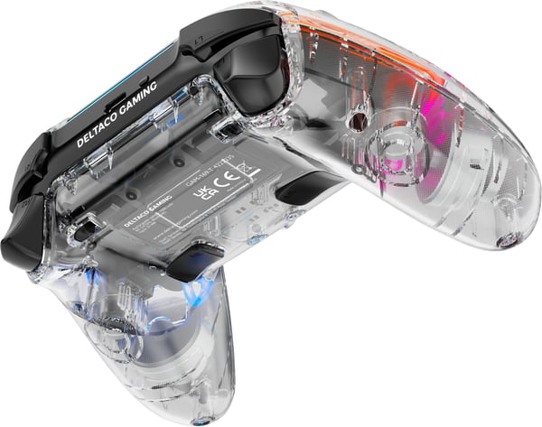 Miniatyrbillede 14 af 14: Deltaco Gaming Gennemsigtig, trådløs styreenhed med makroknapper til Playstation 4