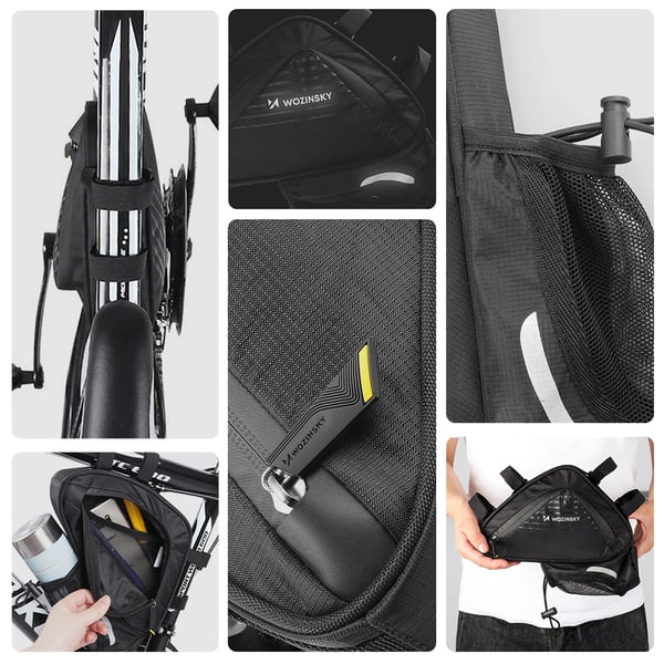 Wozinsky WBB23BK Ramme Cykeltaske 1,5 L Nylon Sort