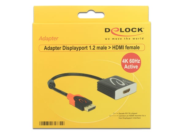 Delock Adapter Displayport 1.2 hane > HDMI hona 4K Aktiv
