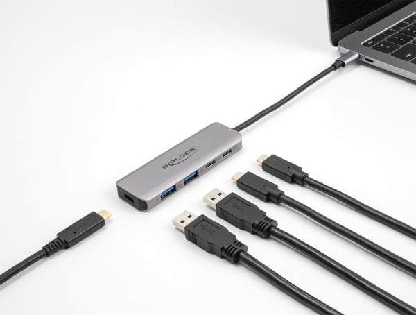 Miniatyrbild 3 av 3: DeLOCK 64239 gränssnittshubbar USB 3.2 Gen 1 (3.1 Gen 1) Type-C 5000 Mbit/s Grå
