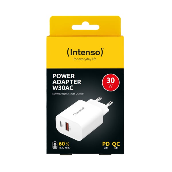 Miniatyrbillede 4 af 7: Intenso POWER ADAPTER USB-A/USB-C/7803012 Universel Hvid Vekselstrøm Hurtig opladning Indendørs
