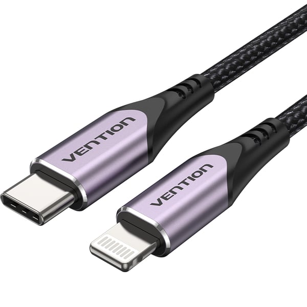 Miniatyrbillede 1 af 6: Vention TACVF kabel til mobiltelefon Sort, Lilla 1 m USB C Lightning