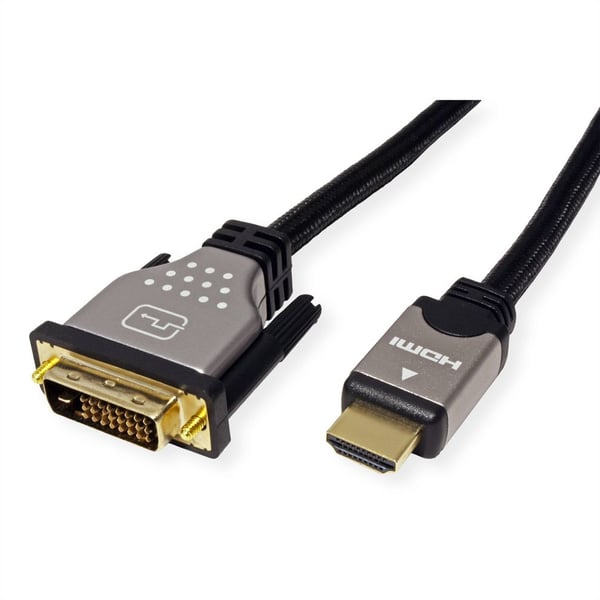 ROLINE 11045870 1 m DVI-D HDMI Sort, Sølv