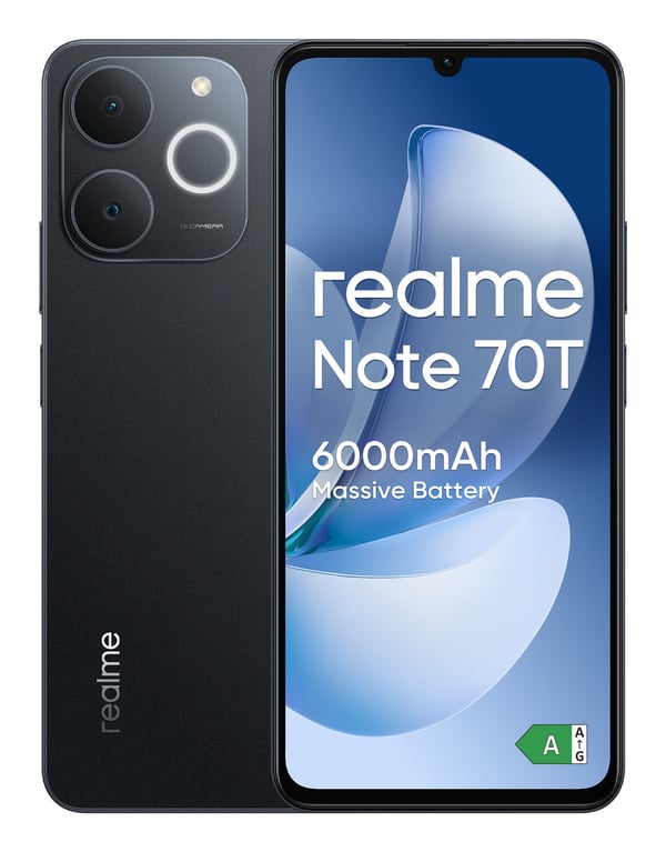 Pikkukuva 3 / 6: realme Note 70T 17,1 cm (6.74") Kaksois-SIM Android 15 4G USB Type-C 4 GB 128 GB 6000 mAh Musta