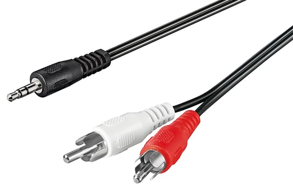 Pikkukuva 1 / 2: Goobay 50195 audiokaapeli 5 m 3.5mm 2 x RCA Musta