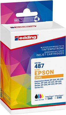 Edding EDD-487 blækpatron 4 stk Kompatibel Sort, Blå, Magenta, Gul