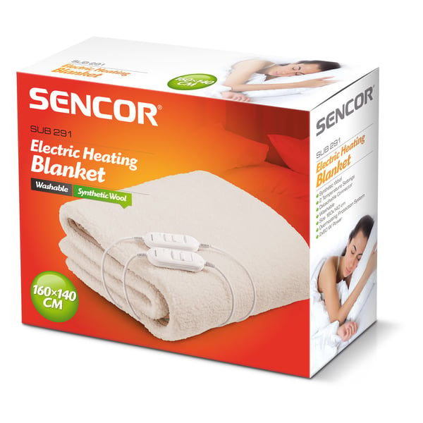 Sencor SUB 291 varmelagen og -pude Elektrisk tæppe 120 W Hvid Polyester, Syntetisk