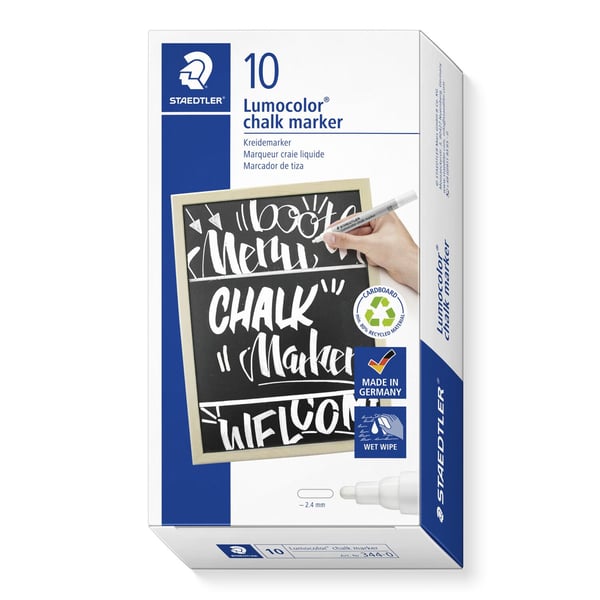 Miniatyrbillede 1 af 4: Staedtler 344-0 kridt markør Kugle Hvid 10 stk