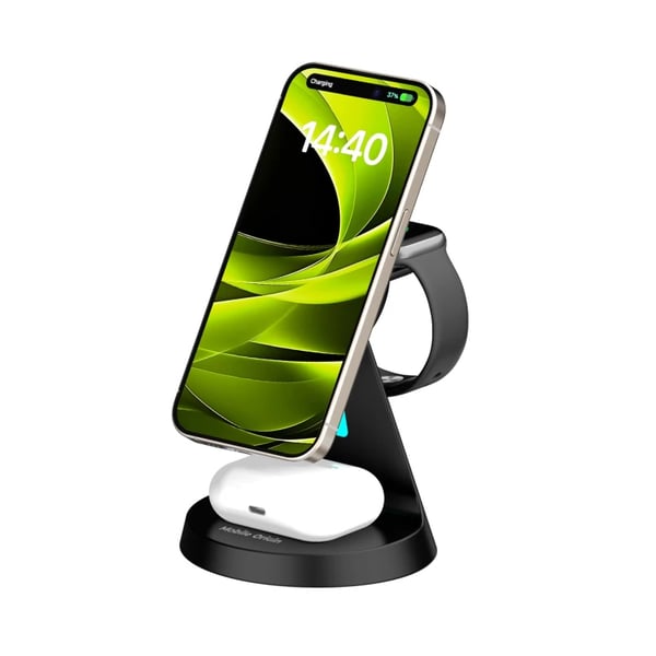 Mobile Origin MO-31WMS-PW9 mobiililaitteen laturi Kuulokkeet, Matkapuhelin, Kello Musta USB Langaton lataaminen Pikalataus Sisätila