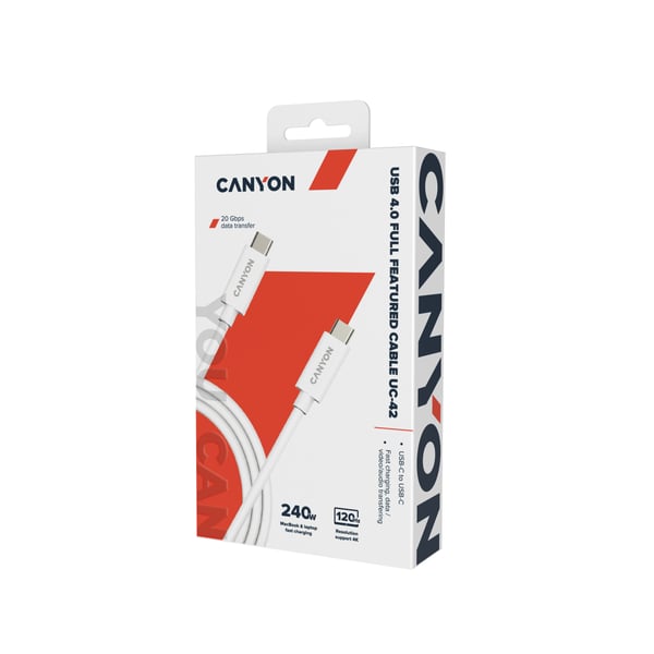 Miniatyrbild 2 av 3: Canyon UC-42 cable U4-CC-5A2M-E USB4 TYPE-C to TYPE-C WHT