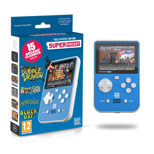 Just for Games Super Pocket TECHNOS Edition bärbara spelkonsoller 7,11 cm (2.8") Blå, Vit