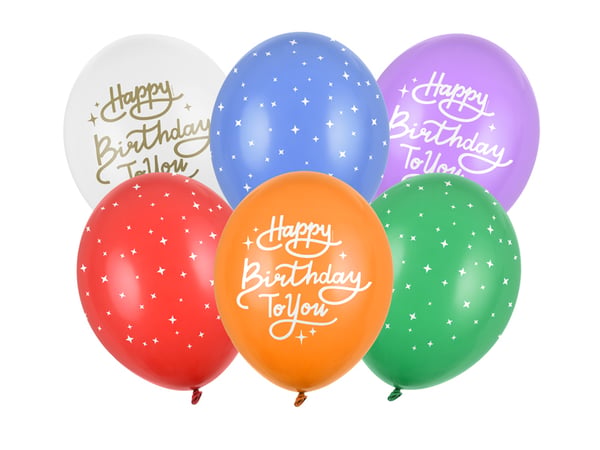 Miniatyrbillede 1 af 3: PartyDeco Latex Fødselsdagsballoner Farverige Dekorative 6 stk