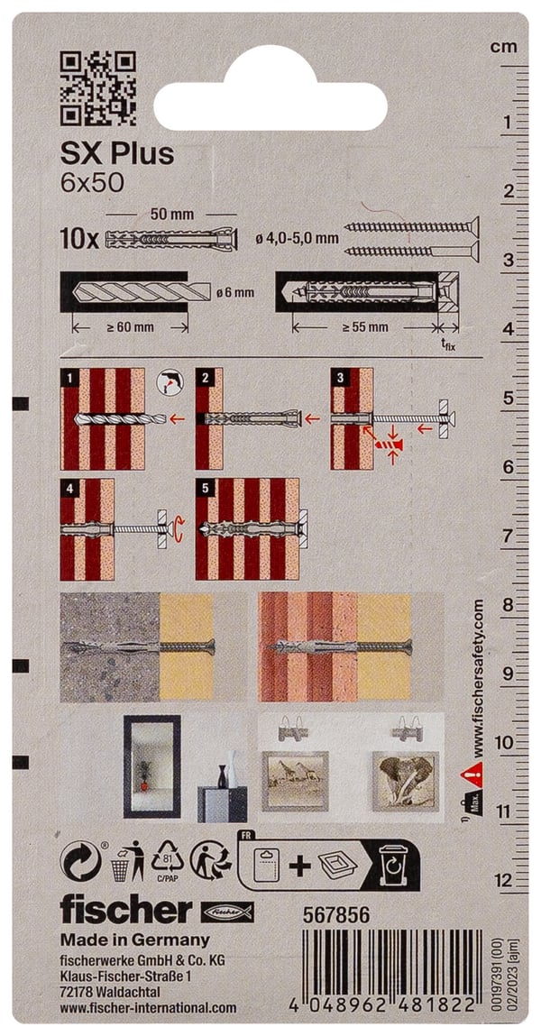 Miniatyrbillede 2 af 5: Fischer 567856 skrueanker og vægudtag 10 stk