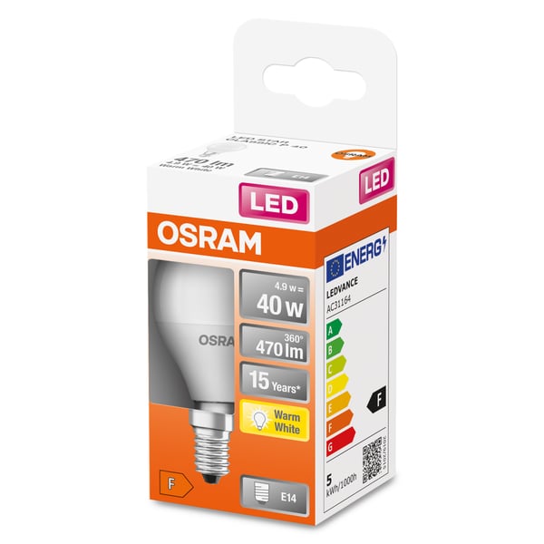 Miniatyrbillede 3 af 5: Osram STAR LED-lampe Varm hvid 2700 K 5 W E14 F
