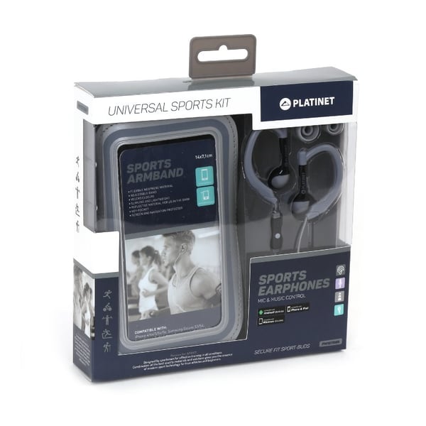 Platinet PM1070GR hörlur och headset Kabel Öronkrok Idrott Grå