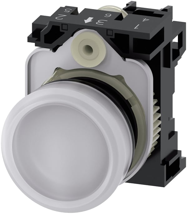 Pikkukuva 1 / 5: Siemens 3SU1102-6AA60-1AA0 Leuchtmelder weiß Linse glatt