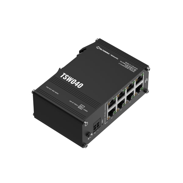 Teltonika NETWORKS TSW040 8-Port PoE+ Switch Ohanterad Fast Ethernet (10/100) Strömförsörjning via Ethernet (PoE) stöd Svart
