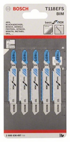 Bosch 2 608 636 497 kuviosahan, lehtisahan & puukkosahan terä Kuviosahanterä Kaksoismetalli 5 kpl