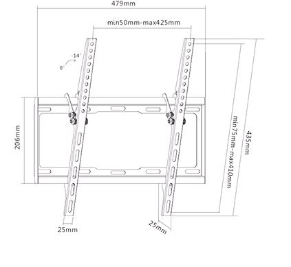 Miniatyrbillede 2 af 2: SUNNE 32-55-ET tv-beslag 139,7 cm (55") Sort