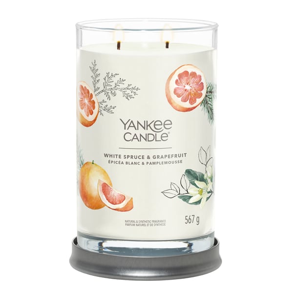 Miniatyrbillede 2 af 3: Yankee Candle White Spruce & Grapefruit vokslys Cylinder Hvid 1 stk