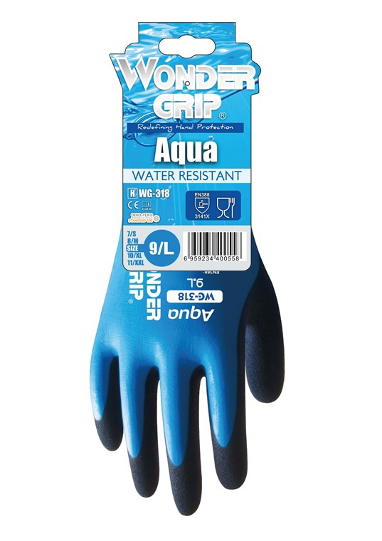 Wonder Grip WG-318 Arbetshandskar Blå Latex, Nylon 1 styck