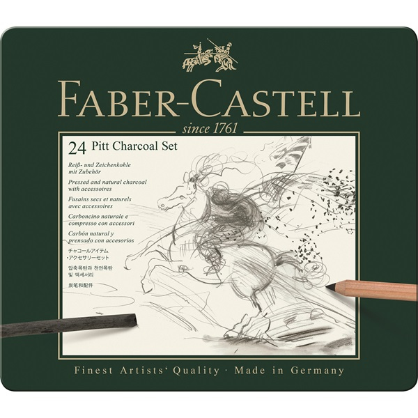 Faber-Castell PITT hiilikynä 24 kpl Antrasiitti