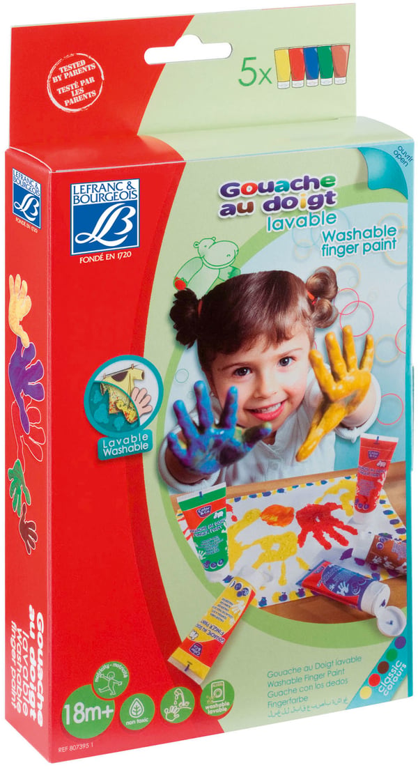 Lefranc & Bourgeois 807395 vaskbar fingermaling Blå, Brun, Grøn, Rød, Gul