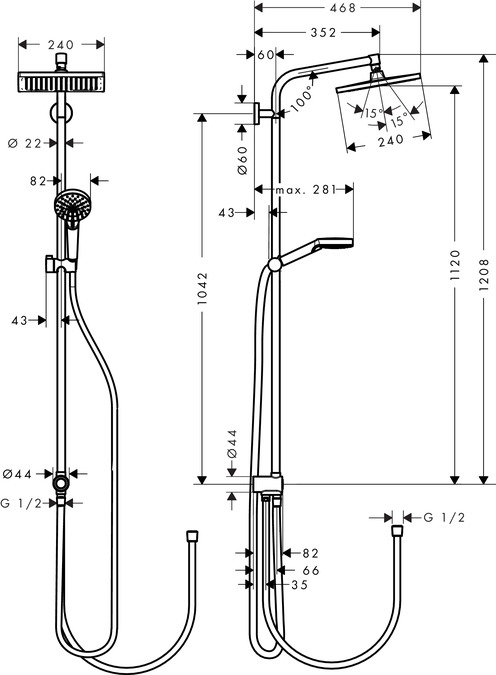 Pikkukuva 2 / 2: Hansgrohe Crometta E suihkujärjestelmä Kromi