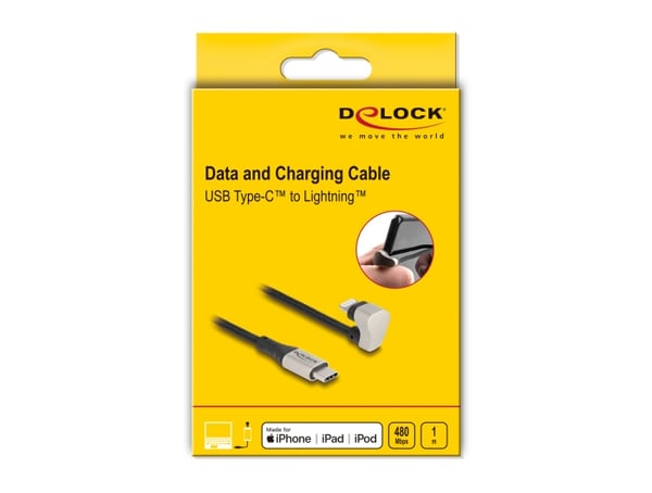Miniatyrbillede 4 af 7: DeLOCK 80025 Lightning kabel 1 m Sort, Sølv
