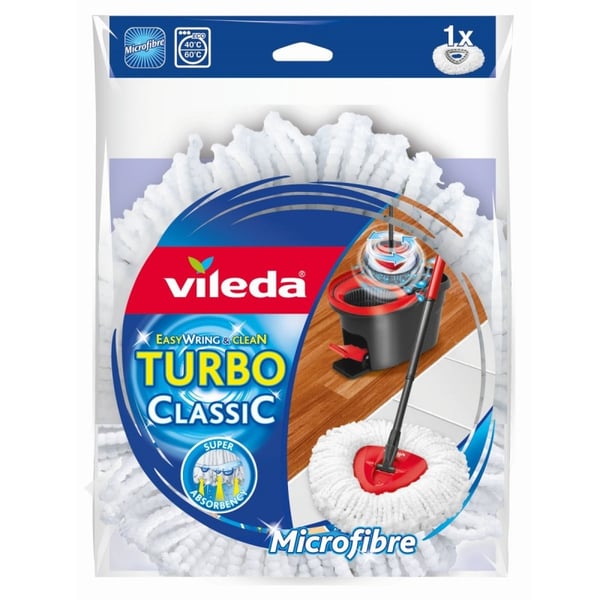 Vileda EasyWring & Clean Turbo Classic Mopphuvud Vit Vileda EasyWring & Clean Turbo Classic Mopphuvud Vit
