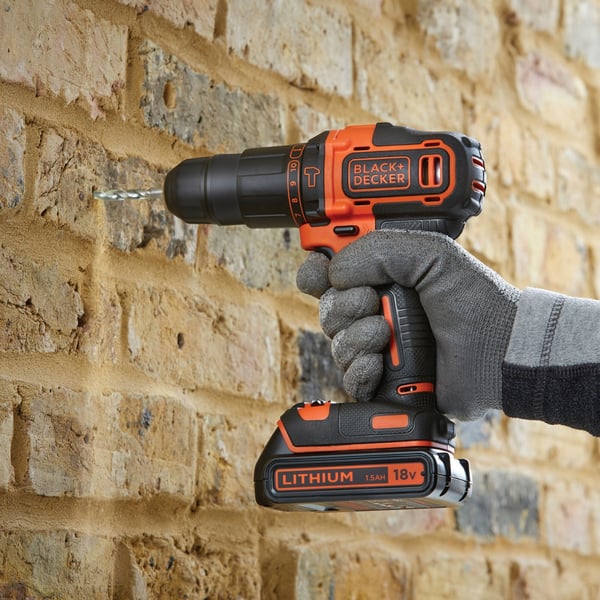 Miniatyrbild 5 av 11: Black & Decker BDCHD18KB-QW borr utan nyckel Svart, Orange