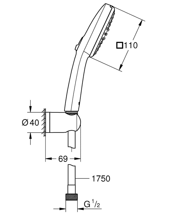 Miniatyrbild 4 av 4: GROHE Vitalio Comfort 110 duschsystem Svart