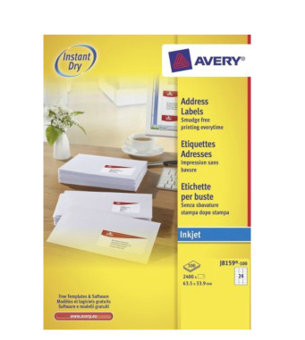 Miniatyrbillede 6 af 6: Avery J8159-100 adresse- og postetiket Selvklæbende etiket Hvid