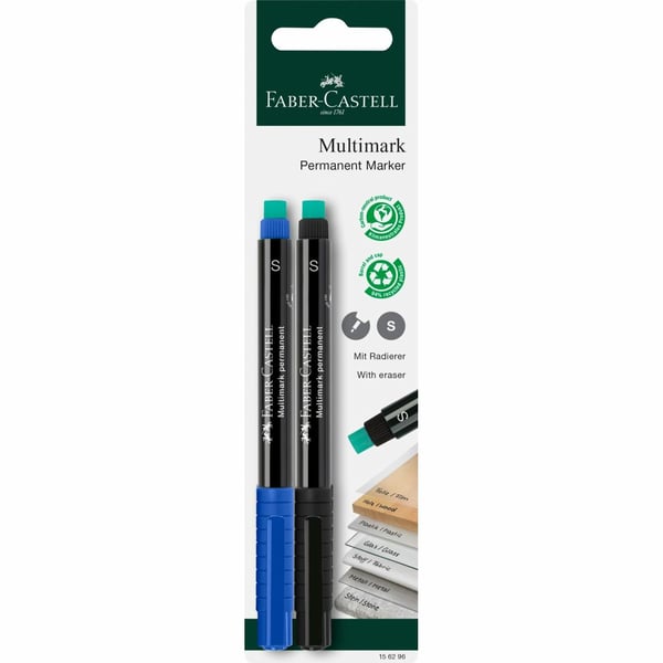 Faber-Castell 156296 markeringspennor Svart, Blå 2 styck