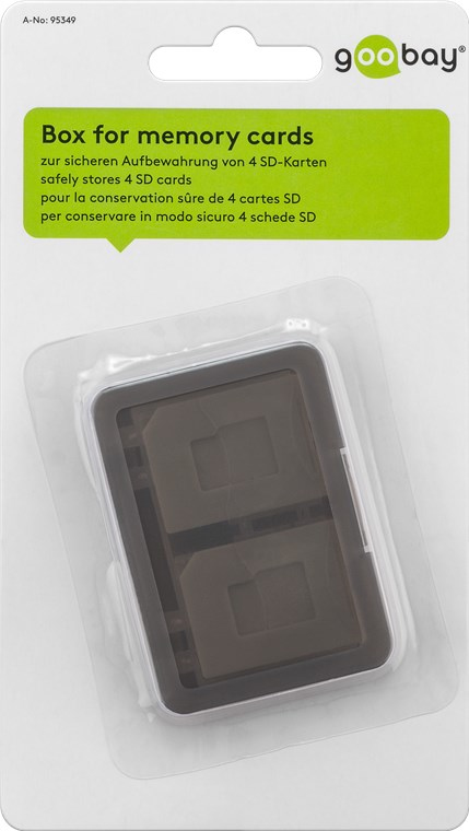 Goobay 95349 etui til hukommelseskort 4 kort Plast Grå, Transparent