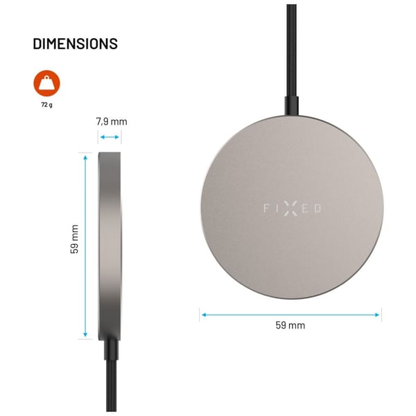 Miniatyrbillede 3 af 4: FIXED FIXMPADS-TI oplader til mobil enhed Smartphone Titanium USB Trådløs opladning Hurtig opladning Indendørs
