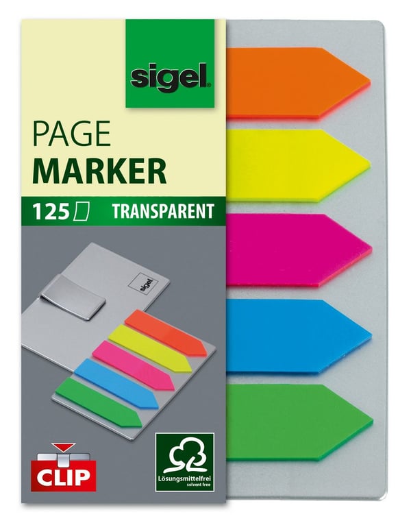 Sigel HN611 bogmærke Fleksibelt bogmærke Blå, Grøn, Orange, Lyserød, Gul 125 stk