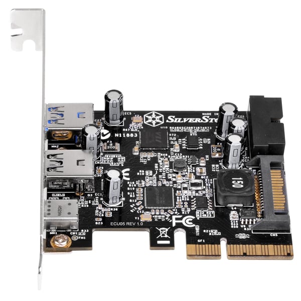 Pikkukuva 2 / 10: Silverstone ECU05 liitäntäkortti/-sovitin Sisäinen USB 3.2 Gen 1 (3.1 Gen 1)