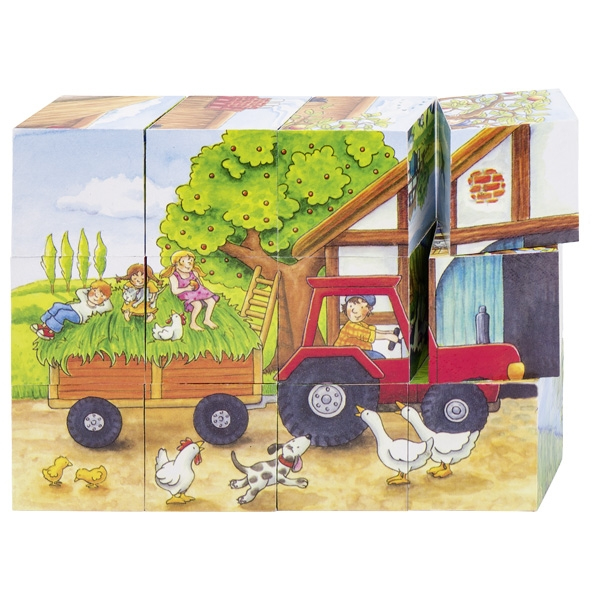 Goki 57839 Blok puslespil 12 stk Farm