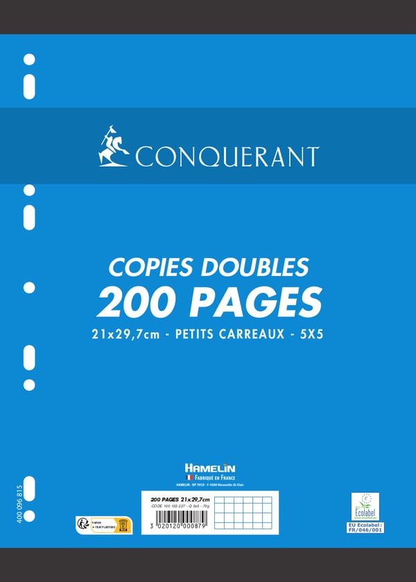 Miniatyrbillede 1 af 5: Conquerant 100103227 blok med hul 210 x 297 mm (A4) 200 ark