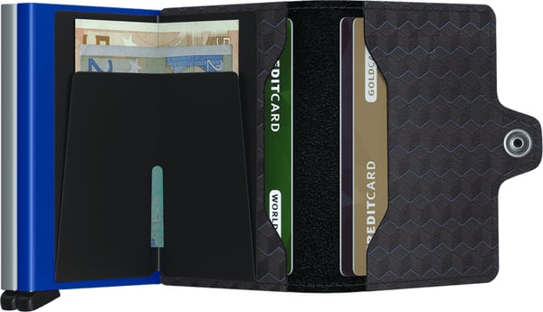 Secrid Twinwallet Tegnebog Sort, Blå Aluminium, Ægte læder