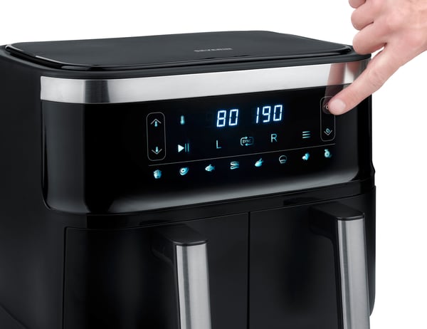Severin FR 2453 frituregryde Dobbelt 3,25 L Enkeltstående 2850 W Varmluftsteger Sort, Sølv