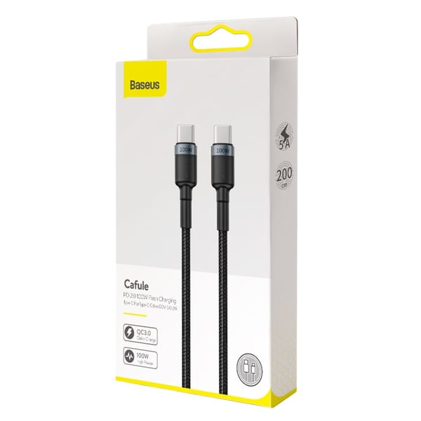 Miniatyrbillede 3 af 8: Baseus Cafule USB-kabel USB 2.0 2 m USB C 0,48 Gbit/sek. 100 W Sort