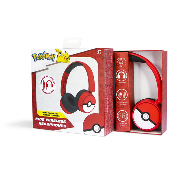 OTL Technologies Pokémon PK1000 kuulokkeet ja kuulokemikrofoni Langallinen & langaton Pääpanta Pelaaminen USB Type-C Bluetooth Punainen, Valkoinen